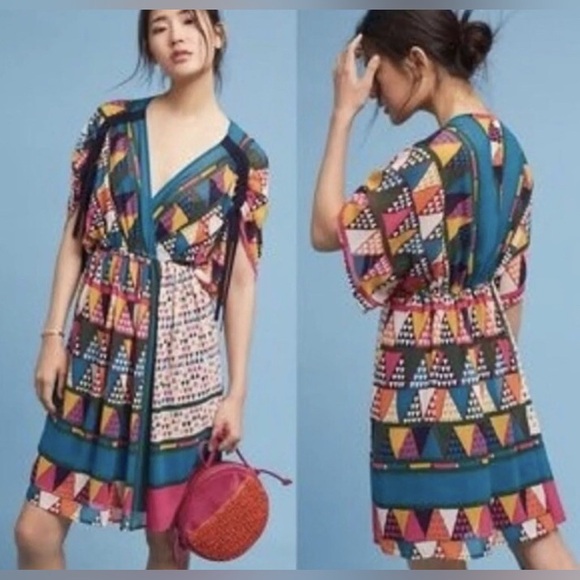 Maeve Multicolor Geometric Dress Anthropologie - Picture 2 of 11